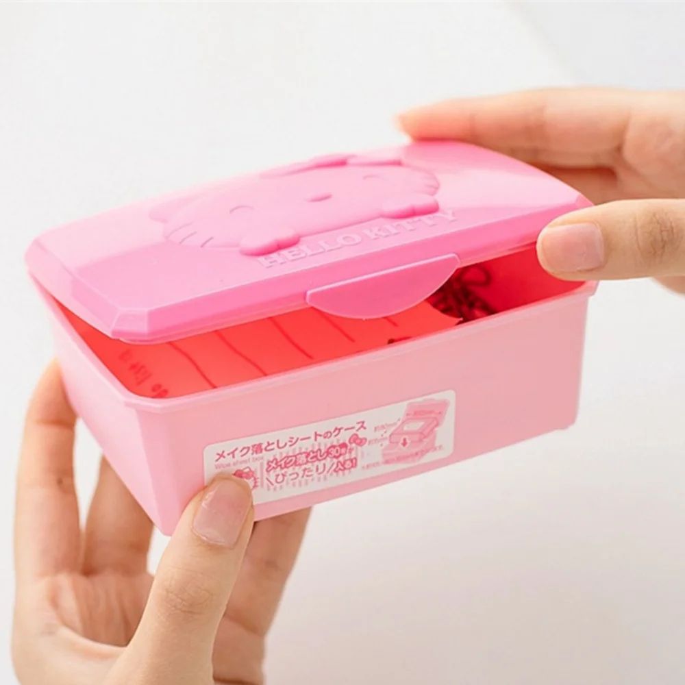 Sanrio Hello Kitty Melody Storage Box Cartoon KT Cat Desktop Organizer For Accessories Packaging Cotton Swab Girls Gifts