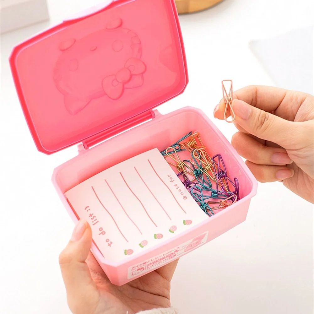 Sanrio Hello Kitty Melody Storage Box Cartoon KT Cat Desktop Organizer For Accessories Packaging Cotton Swab Girls Gifts