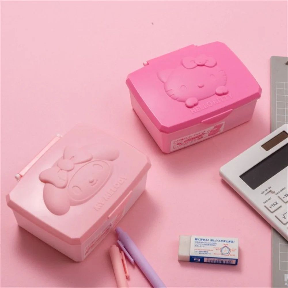 Sanrio Hello Kitty Melody Storage Box Cartoon KT Cat Desktop Organizer For Accessories Packaging Cotton Swab Girls Gifts