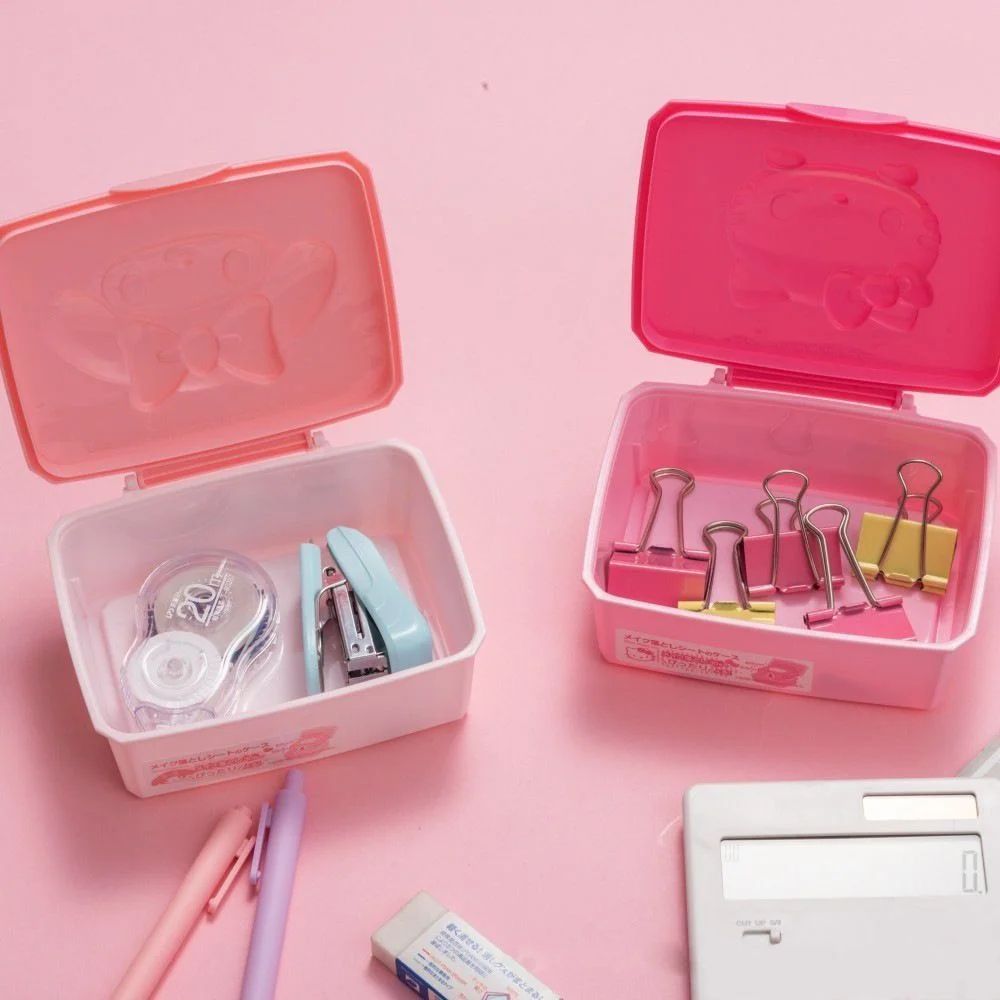 Sanrio Hello Kitty Melody Storage Box Cartoon KT Cat Desktop Organizer For Accessories Packaging Cotton Swab Girls Gifts