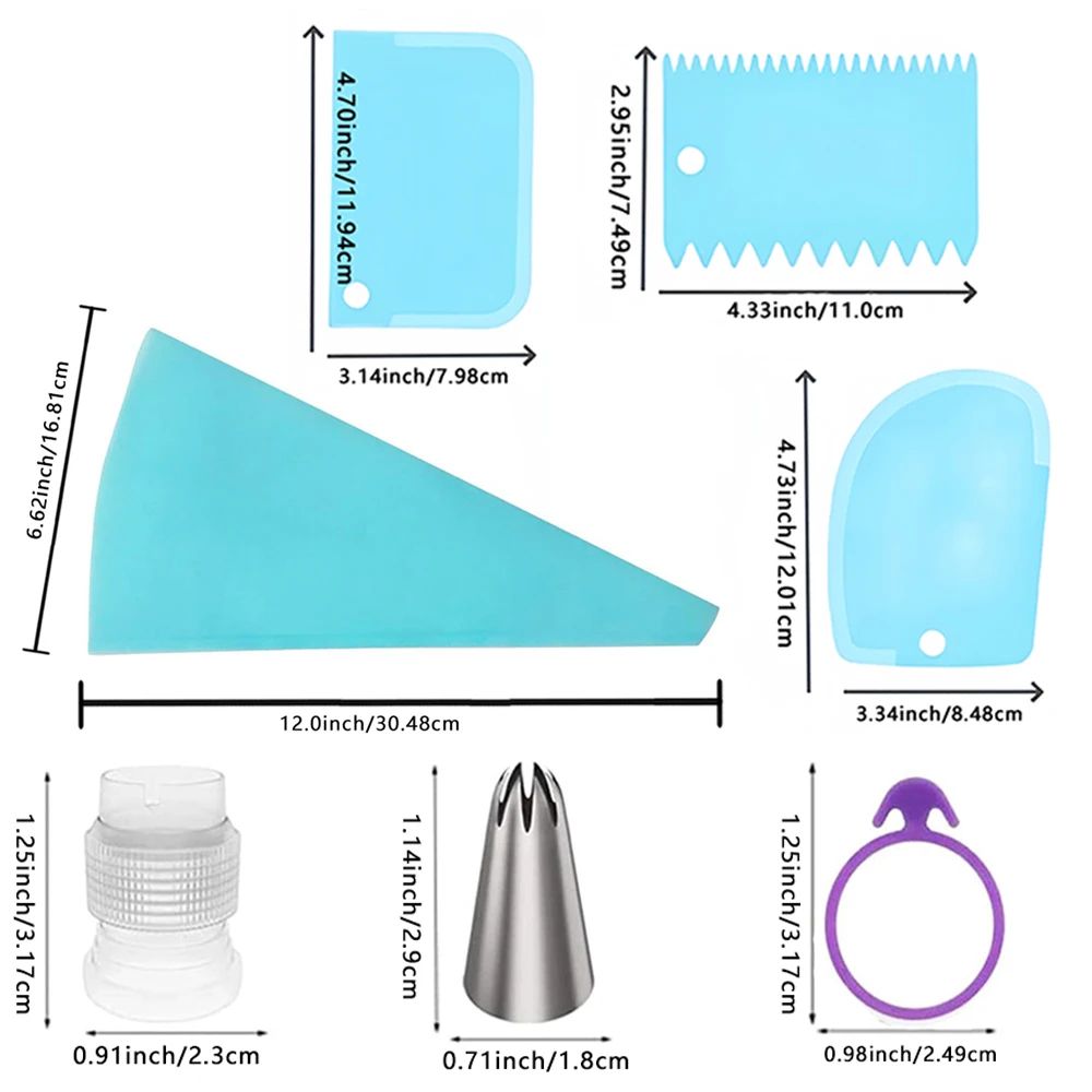 15PCS Silicone Decorating Bag Stainless Steel Decorating Tip Set Cake Decorating Nozzle Kitchen DIY Cake Baking Tools