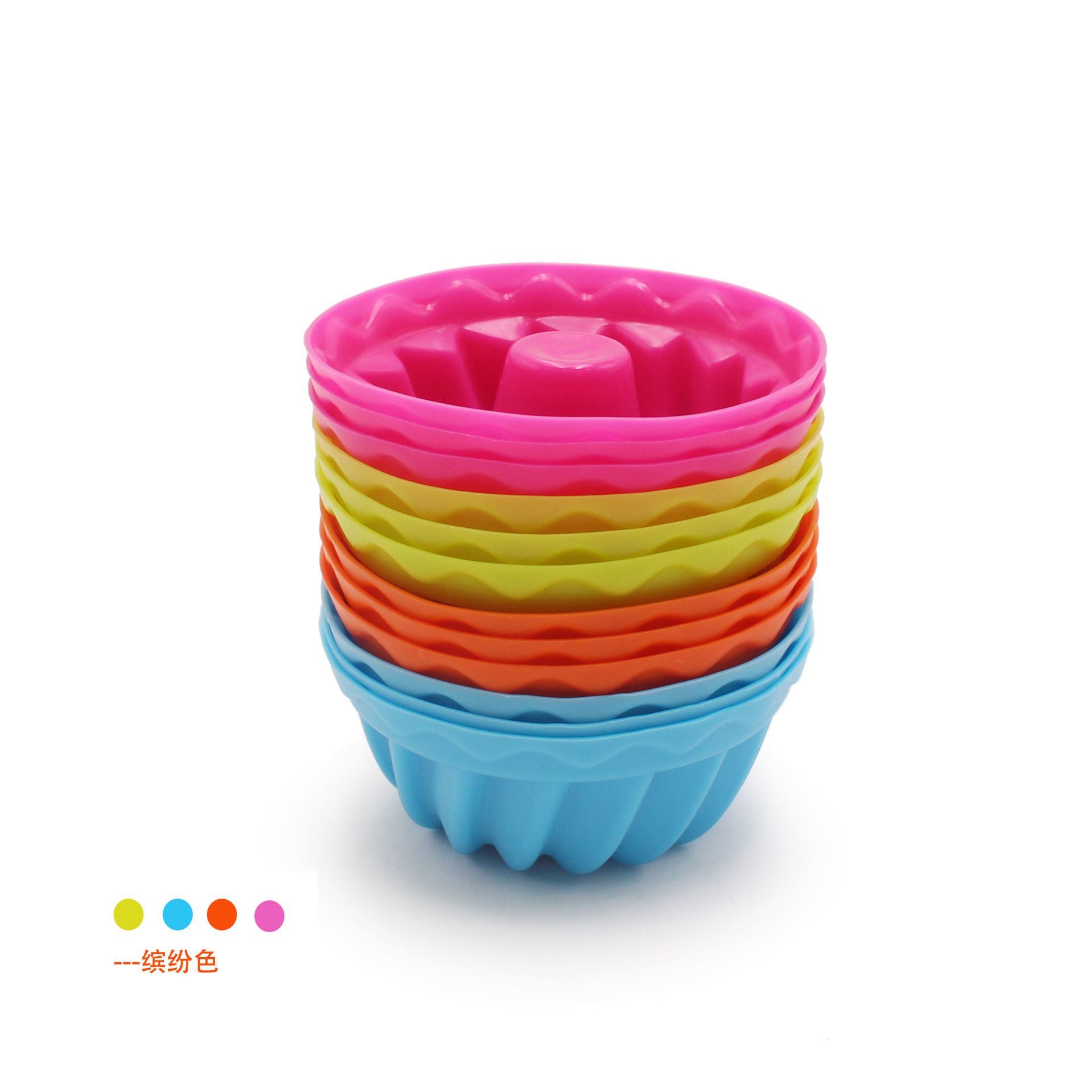 12pcs/Set Use Food Grade BPA Free Cake Mold Silicone Multicolor Round Muffin Cups Baking Silicone Cake Molds Random color