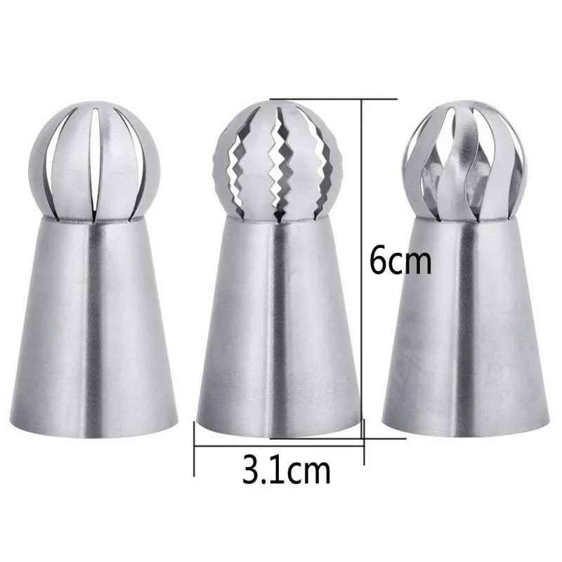 3pcs Stainless Steel Pastry Tip Torch Icing Nozzle Tips For Frosting Cupcake Cake Decorating Puff Making Baking Kitchen Tools