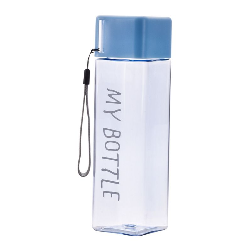 Clear Square Drinking Glass in Mate Plastic Portable Water Bottle with Milk Cable for Outdoor Sports