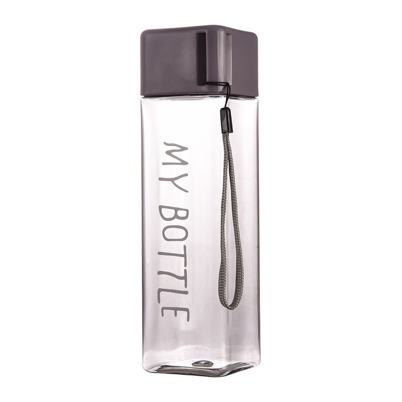 Clear Square Drinking Glass in Mate Plastic Portable Water Bottle with Milk Cable for Outdoor Sports
