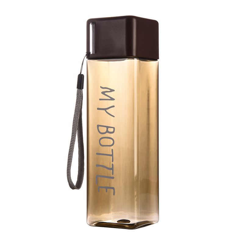 Clear Square Drinking Glass in Mate Plastic Portable Water Bottle with Milk Cable for Outdoor Sports