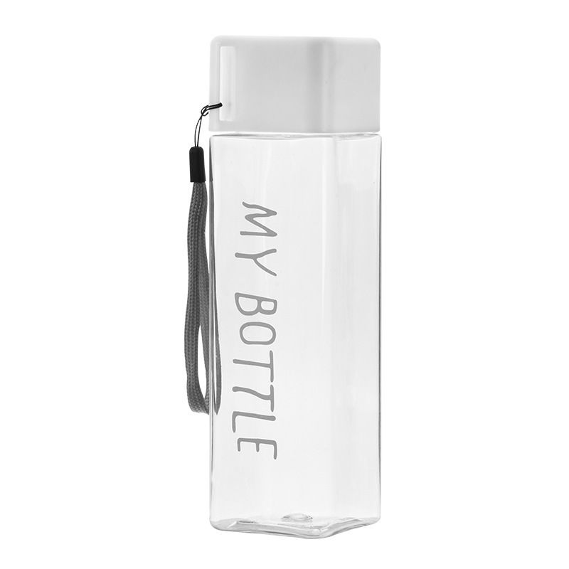 Clear Square Drinking Glass in Mate Plastic Portable Water Bottle with Milk Cable for Outdoor Sports