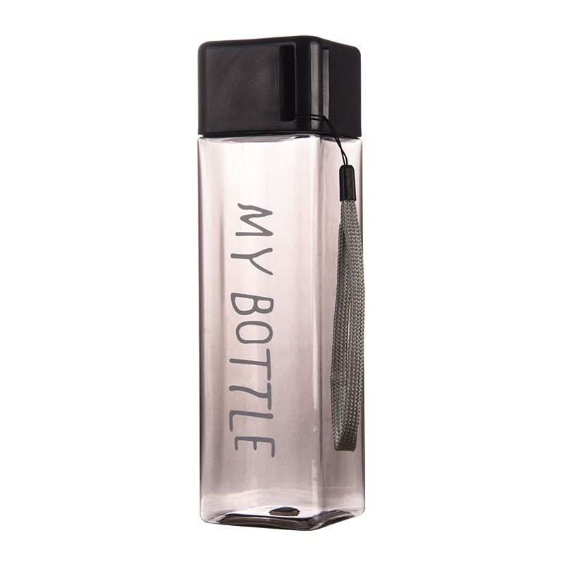 Clear Square Drinking Glass in Mate Plastic Portable Water Bottle with Milk Cable for Outdoor Sports