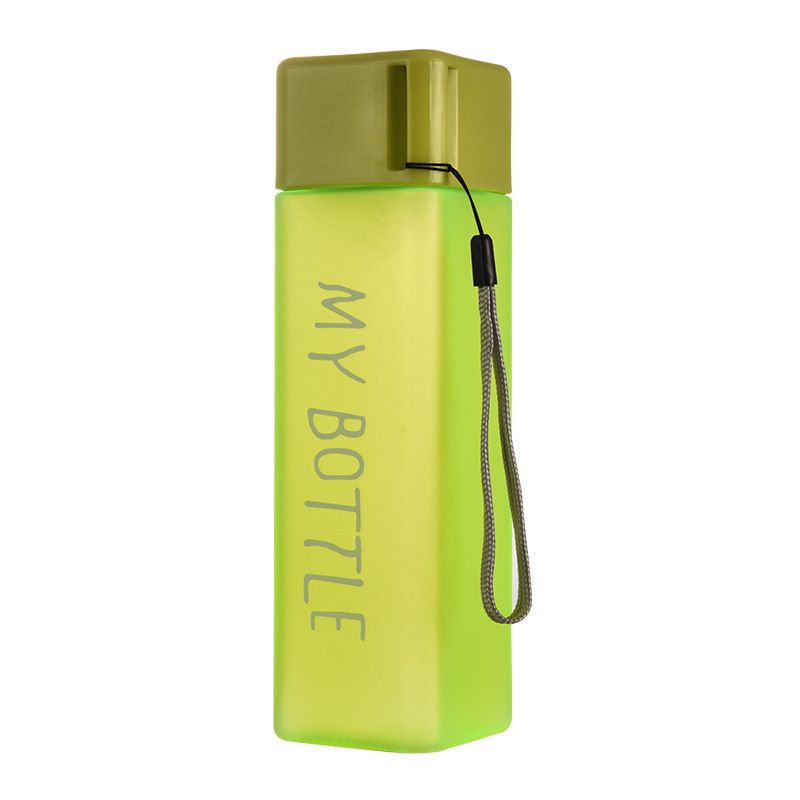 Clear Square Drinking Glass in Mate Plastic Portable Water Bottle with Milk Cable for Outdoor Sports