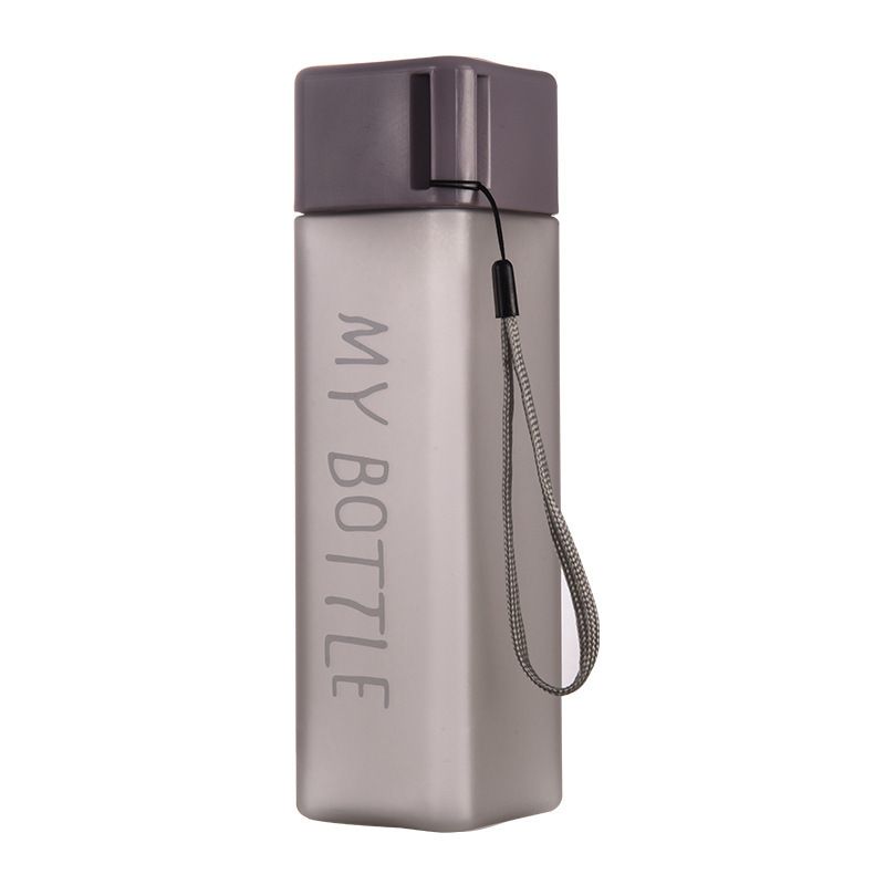 Clear Square Drinking Glass in Mate Plastic Portable Water Bottle with Milk Cable for Outdoor Sports