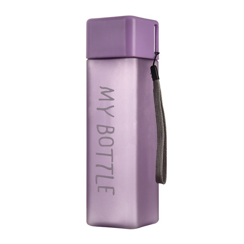 Clear Square Drinking Glass in Mate Plastic Portable Water Bottle with Milk Cable for Outdoor Sports