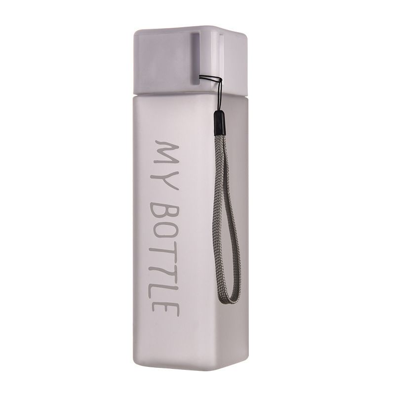 Clear Square Drinking Glass in Mate Plastic Portable Water Bottle with Milk Cable for Outdoor Sports