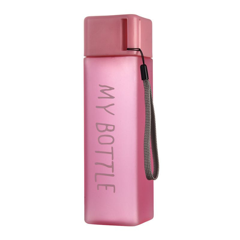 Clear Square Drinking Glass in Mate Plastic Portable Water Bottle with Milk Cable for Outdoor Sports