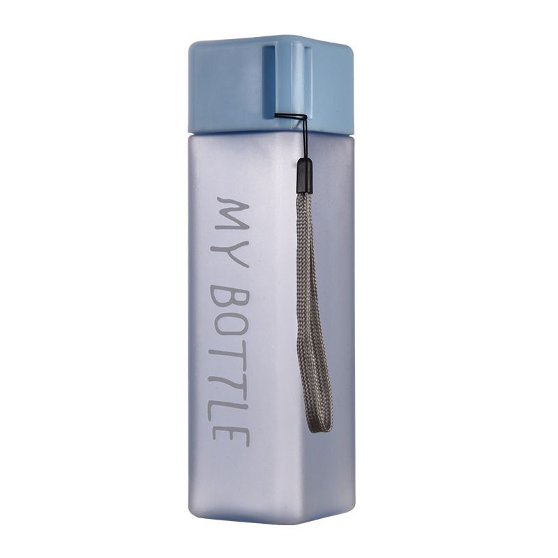 Clear Square Drinking Glass in Mate Plastic Portable Water Bottle with Milk Cable for Outdoor Sports