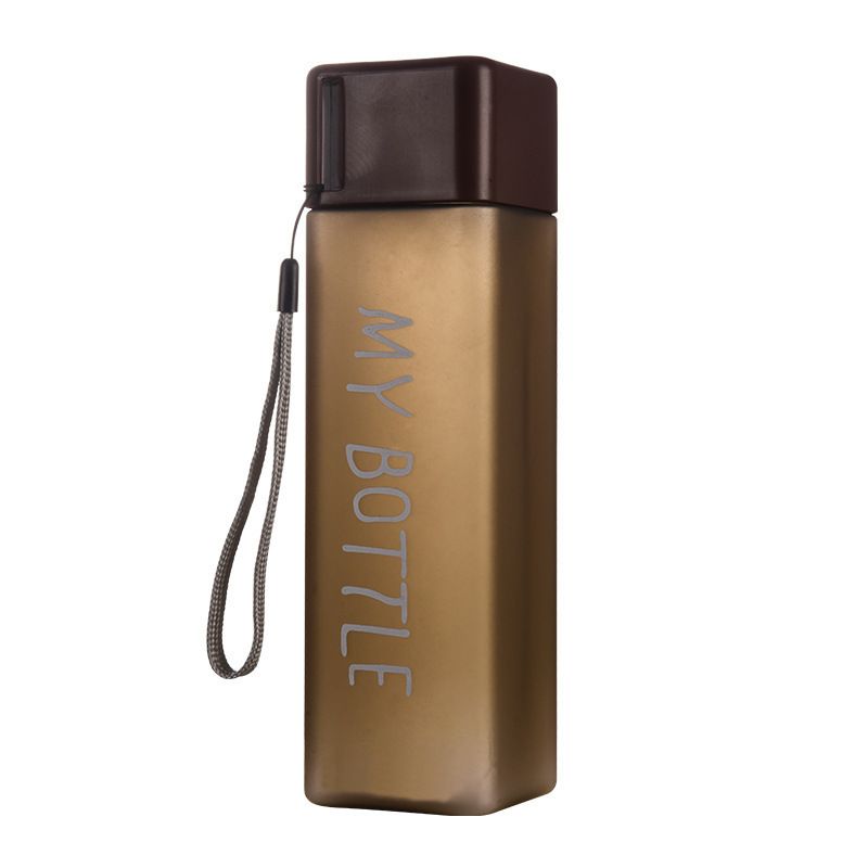 Clear Square Drinking Glass in Mate Plastic Portable Water Bottle with Milk Cable for Outdoor Sports