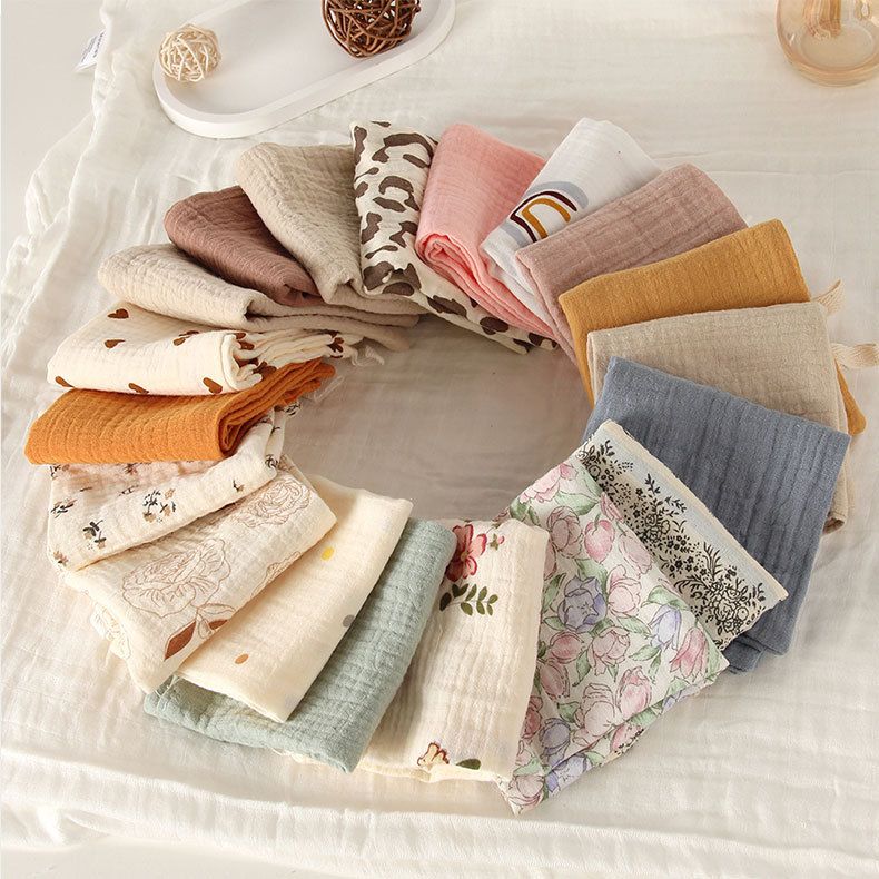 5Pcs Baby Cotton Washcloth Newborn Burp Cloth Square Towels 6-Layer Pure Cotton Soft Absorbent Gauze Cotton Baby Towels