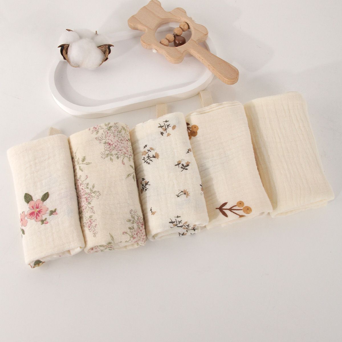 5Pcs Baby Cotton Washcloth Newborn Burp Cloth Square Towels 6-Layer Pure Cotton Soft Absorbent Gauze Cotton Baby Towels