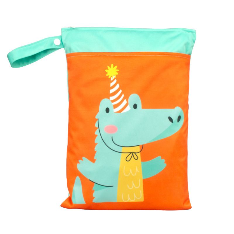 Babyshow 1PC Washable Wet Dry Bag Wetbag for Baby Diapers Nappies Waterproof Reusable Diaper Bag with Two Zippers 25cmx35cm