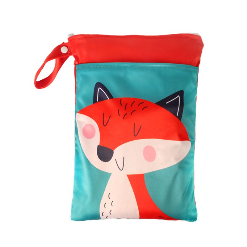 Babyshow 1PC Washable Wet Dry Bag Wetbag for Baby Diapers Nappies Waterproof Reusable Diaper Bag with Two Zippers 25cmx35cm