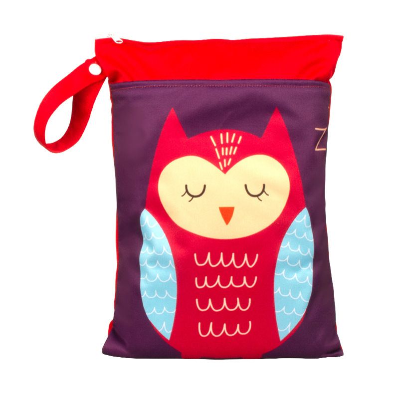 Babyshow 1PC Washable Wet Dry Bag Wetbag for Baby Diapers Nappies Waterproof Reusable Diaper Bag with Two Zippers 25cmx35cm