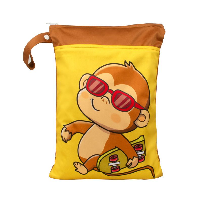 Babyshow 1PC Washable Wet Dry Bag Wetbag for Baby Diapers Nappies Waterproof Reusable Diaper Bag with Two Zippers 25cmx35cm