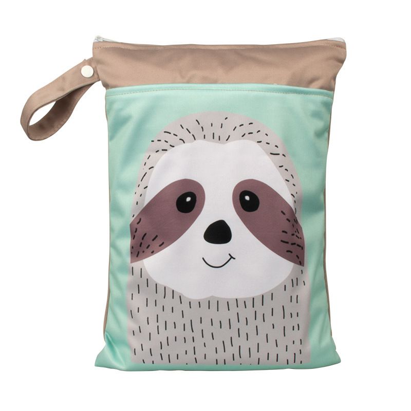 Babyshow 1PC Washable Wet Dry Bag Wetbag for Baby Diapers Nappies Waterproof Reusable Diaper Bag with Two Zippers 25cmx35cm