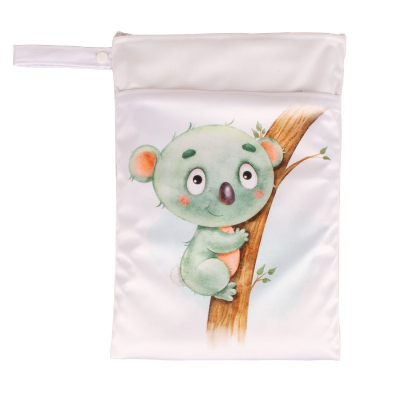 Babyshow 1PC Washable Wet Dry Bag Wetbag for Baby Diapers Nappies Waterproof Reusable Diaper Bag with Two Zippers 25cmx35cm