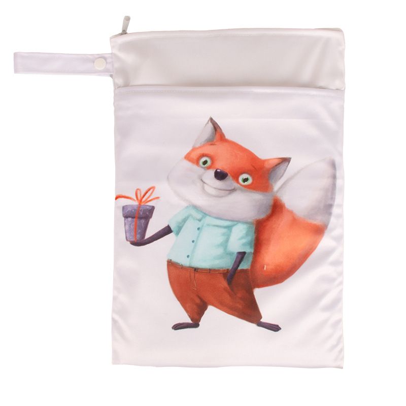 Babyshow 1PC Washable Wet Dry Bag Wetbag for Baby Diapers Nappies Waterproof Reusable Diaper Bag with Two Zippers 25cmx35cm