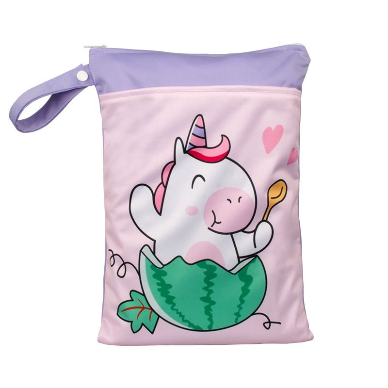 Babyshow 1PC Washable Wet Dry Bag Wetbag for Baby Diapers Nappies Waterproof Reusable Diaper Bag with Two Zippers 25cmx35cm