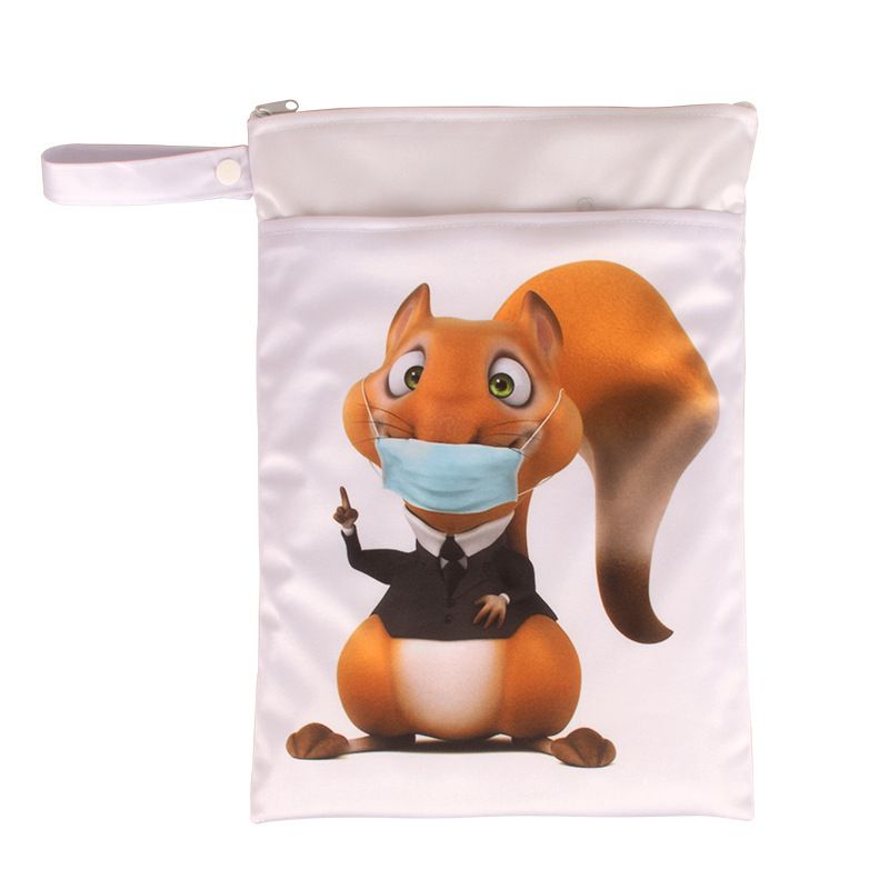 Babyshow 1PC Washable Wet Dry Bag Wetbag for Baby Diapers Nappies Waterproof Reusable Diaper Bag with Two Zippers 25cmx35cm