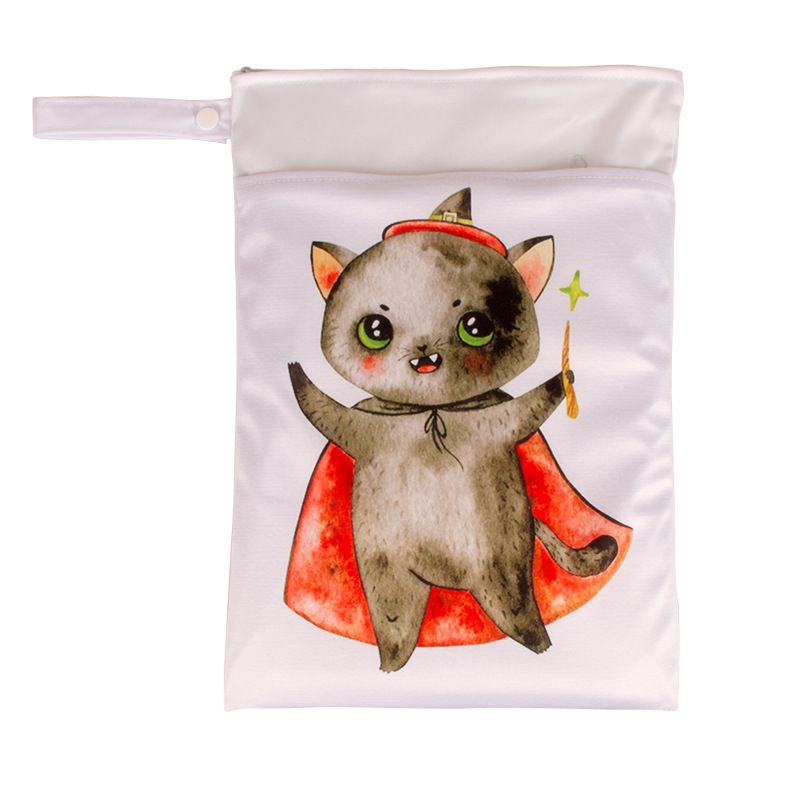 Babyshow 1PC Washable Wet Dry Bag Wetbag for Baby Diapers Nappies Waterproof Reusable Diaper Bag with Two Zippers 25cmx35cm
