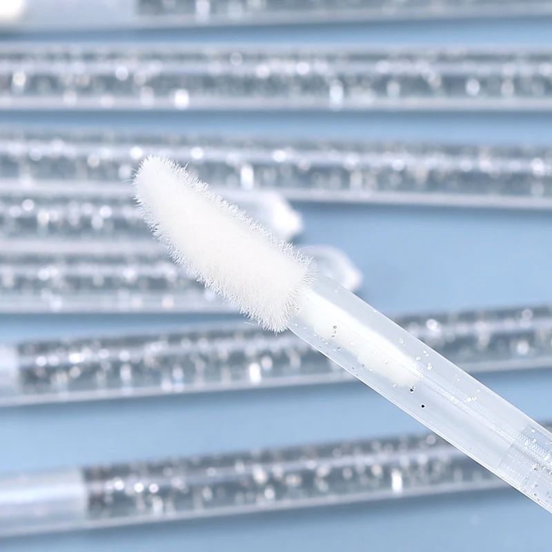 50Pcs Crystal Eyelashes Brushes Individual Lash Removing Cleaning Mascara Applicator Lip Brushes Makeup Eyelash Extension Tools with a Storage box