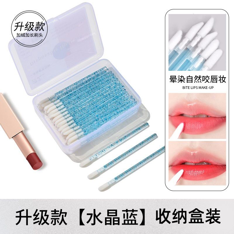 50Pcs Crystal Eyelashes Brushes Individual Lash Removing Cleaning Mascara Applicator Lip Brushes Makeup Eyelash Extension Tools with a Storage box