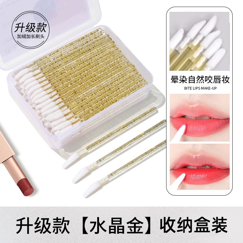 50Pcs Crystal Eyelashes Brushes Individual Lash Removing Cleaning Mascara Applicator Lip Brushes Makeup Eyelash Extension Tools with a Storage box