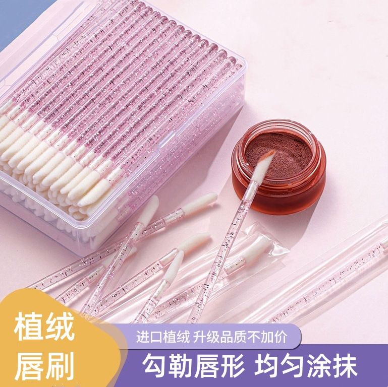 50Pcs Crystal Eyelashes Brushes Individual Lash Removing Cleaning Mascara Applicator Lip Brushes Makeup Eyelash Extension Tools with a Storage box