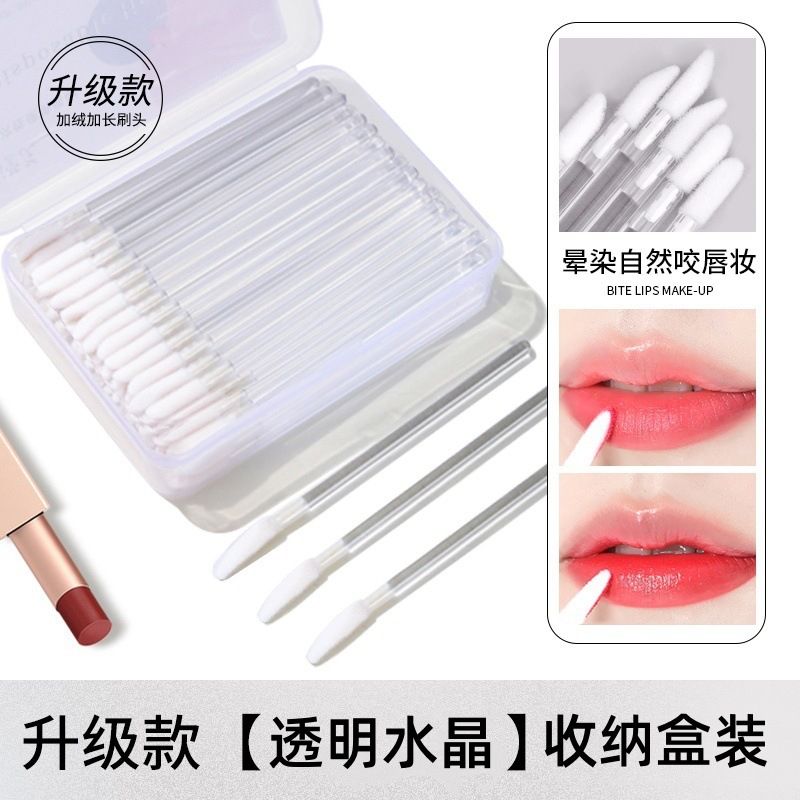 50Pcs Crystal Eyelashes Brushes Individual Lash Removing Cleaning Mascara Applicator Lip Brushes Makeup Eyelash Extension Tools with a Storage box