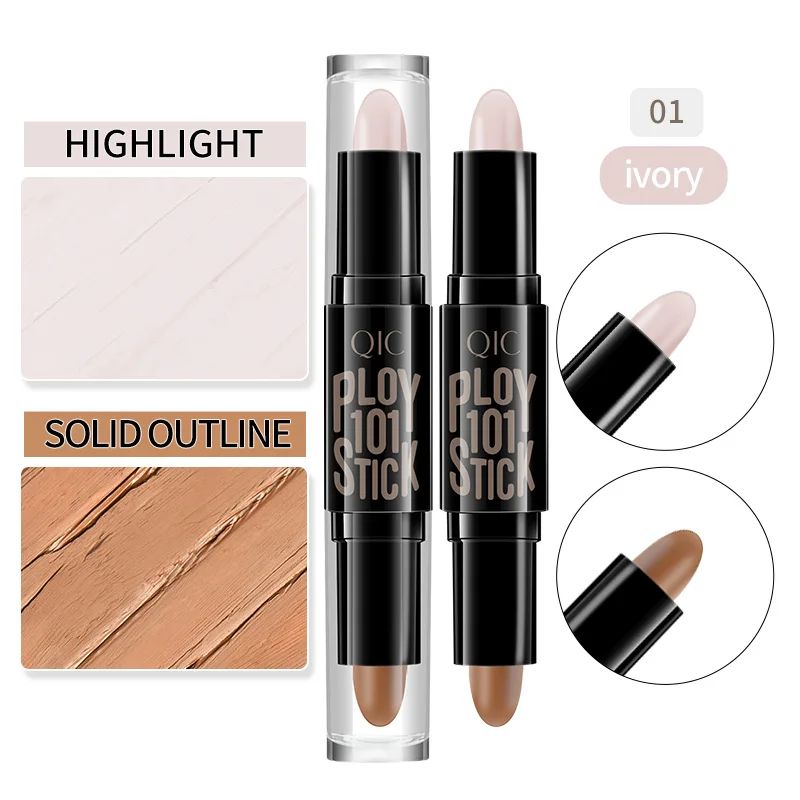 Highlight Contouring Pen Double-ended Highlighter Stick Concealer Contour Stick V Face Three-dimensional Mineral Smooth Silky Br