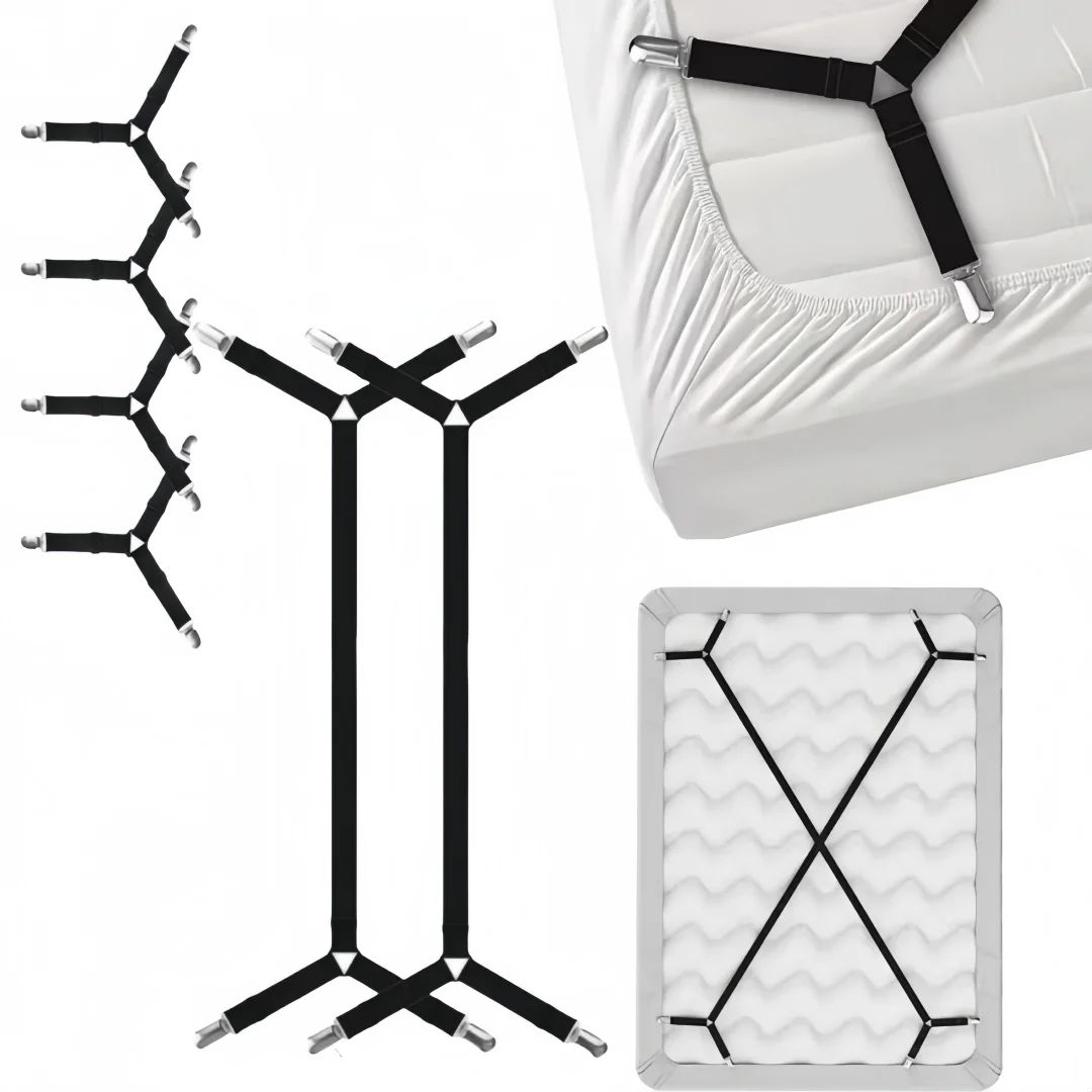Universal Bed Sheet Holder Adjustable Elastic Fastener Straps Non-Slip Sofa Cover Clips Crisscross Gripper For Mattress Covers