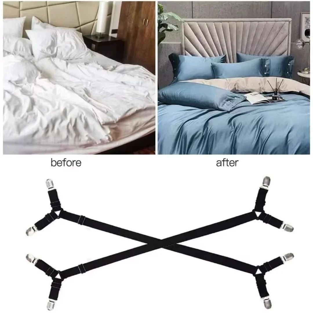 Universal Bed Sheet Holder Adjustable Elastic Fastener Straps Non-Slip Sofa Cover Clips Crisscross Gripper For Mattress Covers