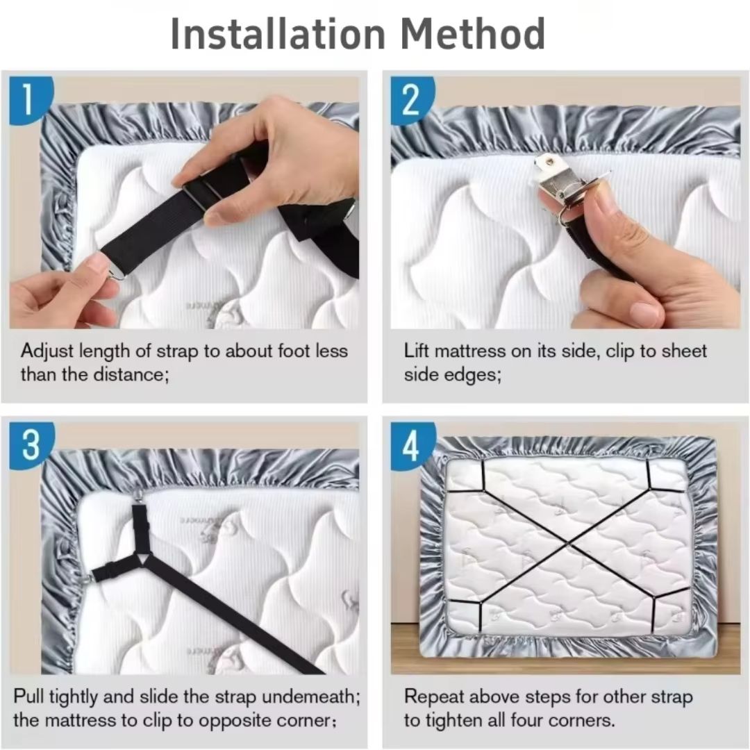 Universal Bed Sheet Holder Adjustable Elastic Fastener Straps Non-Slip Sofa Cover Clips Crisscross Gripper For Mattress Covers