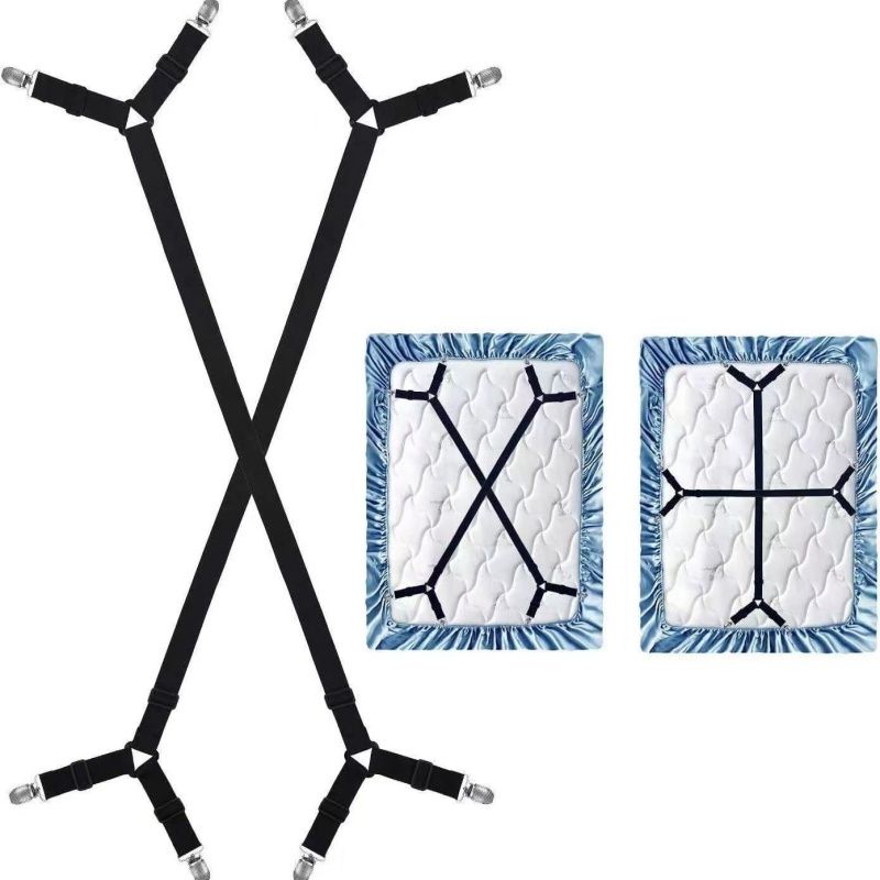 Universal Bed Sheet Holder Adjustable Elastic Fastener Straps Non-Slip Sofa Cover Clips Crisscross Gripper For Mattress Covers