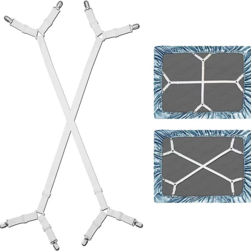 Universal Bed Sheet Holder Adjustable Elastic Fastener Straps Non-Slip Sofa Cover Clips Crisscross Gripper For Mattress Covers