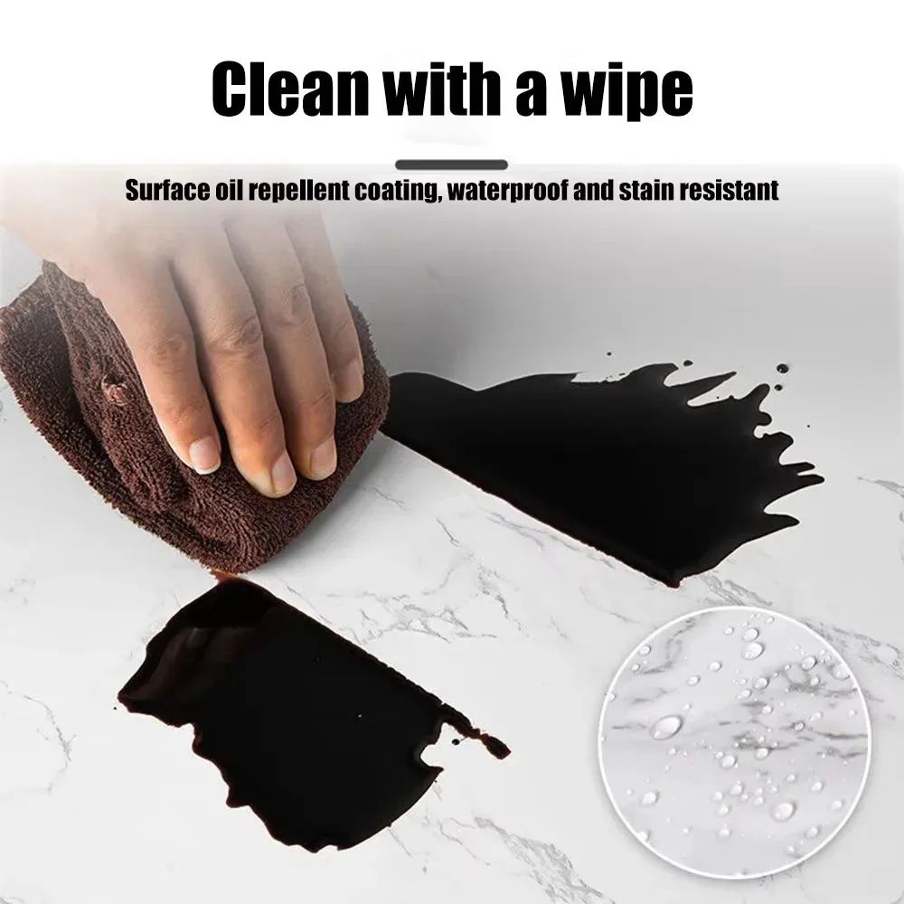 60cm Self-Adhesive Marble Film Oil-Proof Heat-Resistant Kitchen Wall Stickers for Cabinet Home Renovation Decorative Wallpaper