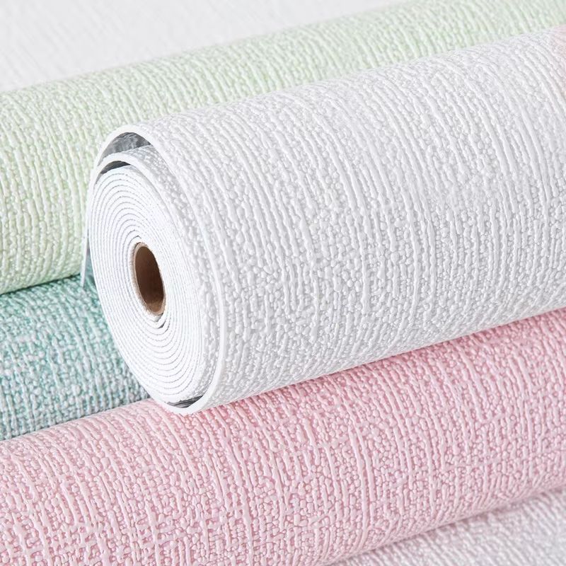 Linen 3D Foam Self-adhesive PVC Solid Color Thickened Waterproof Background Wall Renovation Wallpaper Wall Stickers