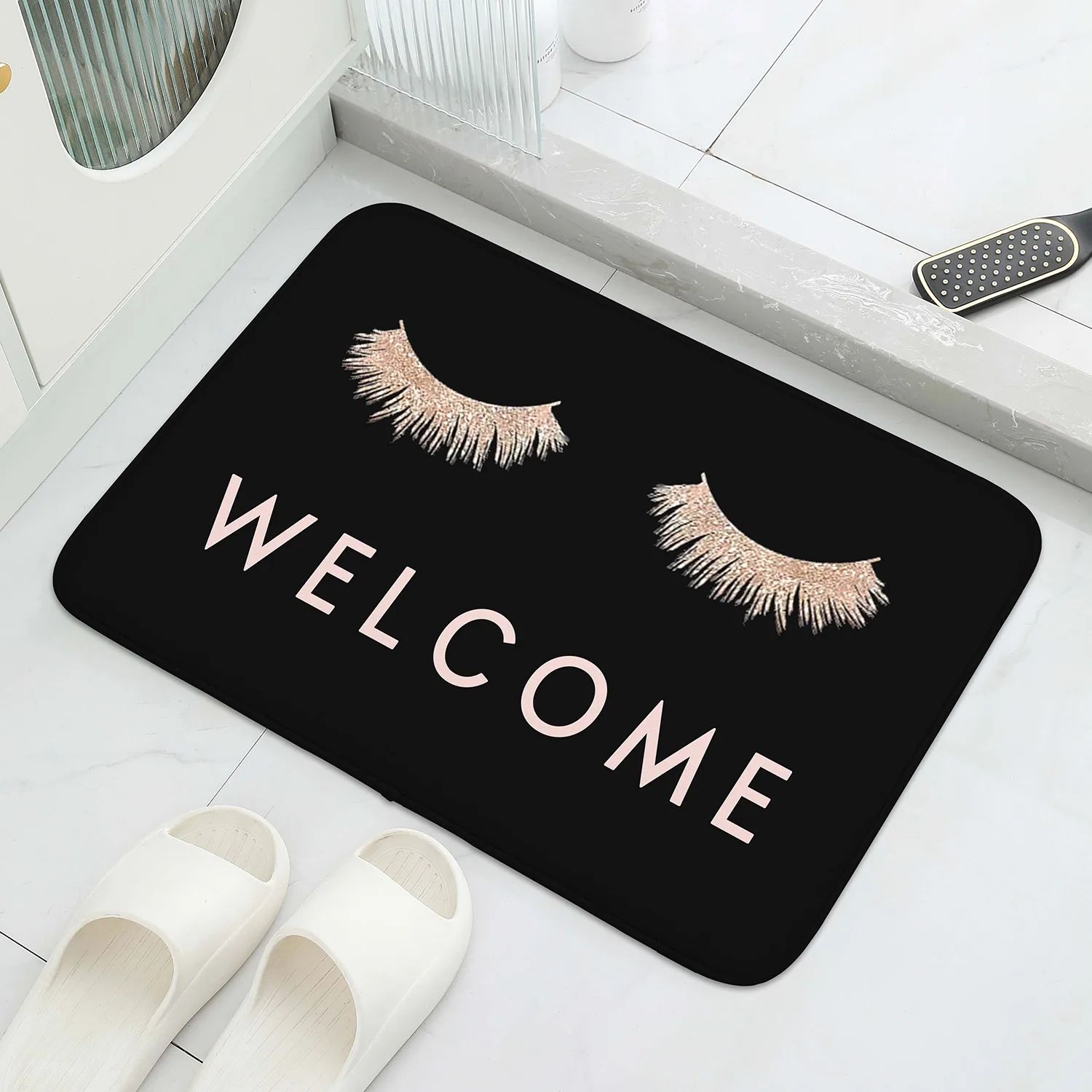 Pink Eye Print Letter Graphic Mat Modern Polyester Absorbent Floor Mat For Household Home Decorative Entrance Door Rmats
