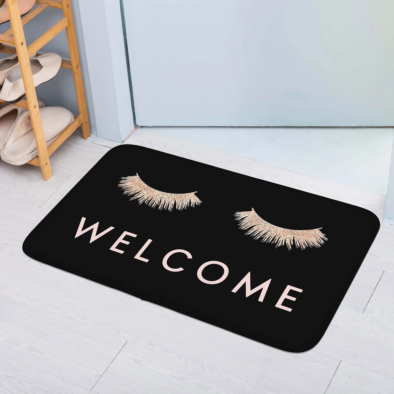 Pink Eye Print Letter Graphic Mat Modern Polyester Absorbent Floor Mat For Household Home Decorative Entrance Door Rmats