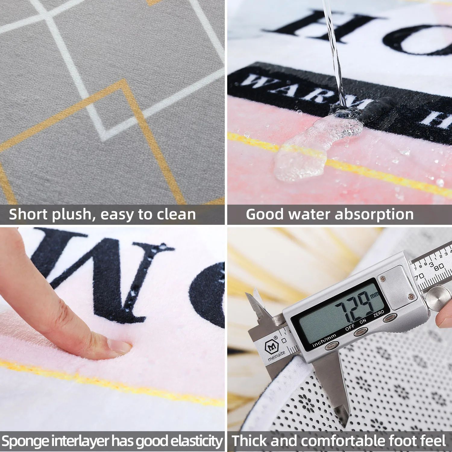 Pink Eye Print Letter Graphic Mat Modern Polyester Absorbent Floor Mat For Household Home Decorative Entrance Door Rmats
