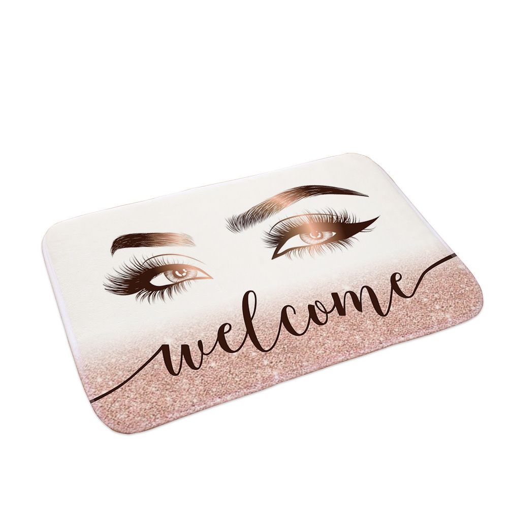 Pink Eye Print Letter Graphic Mat Modern Polyester Absorbent Floor Mat For Household Home Decorative Entrance Door Rmats