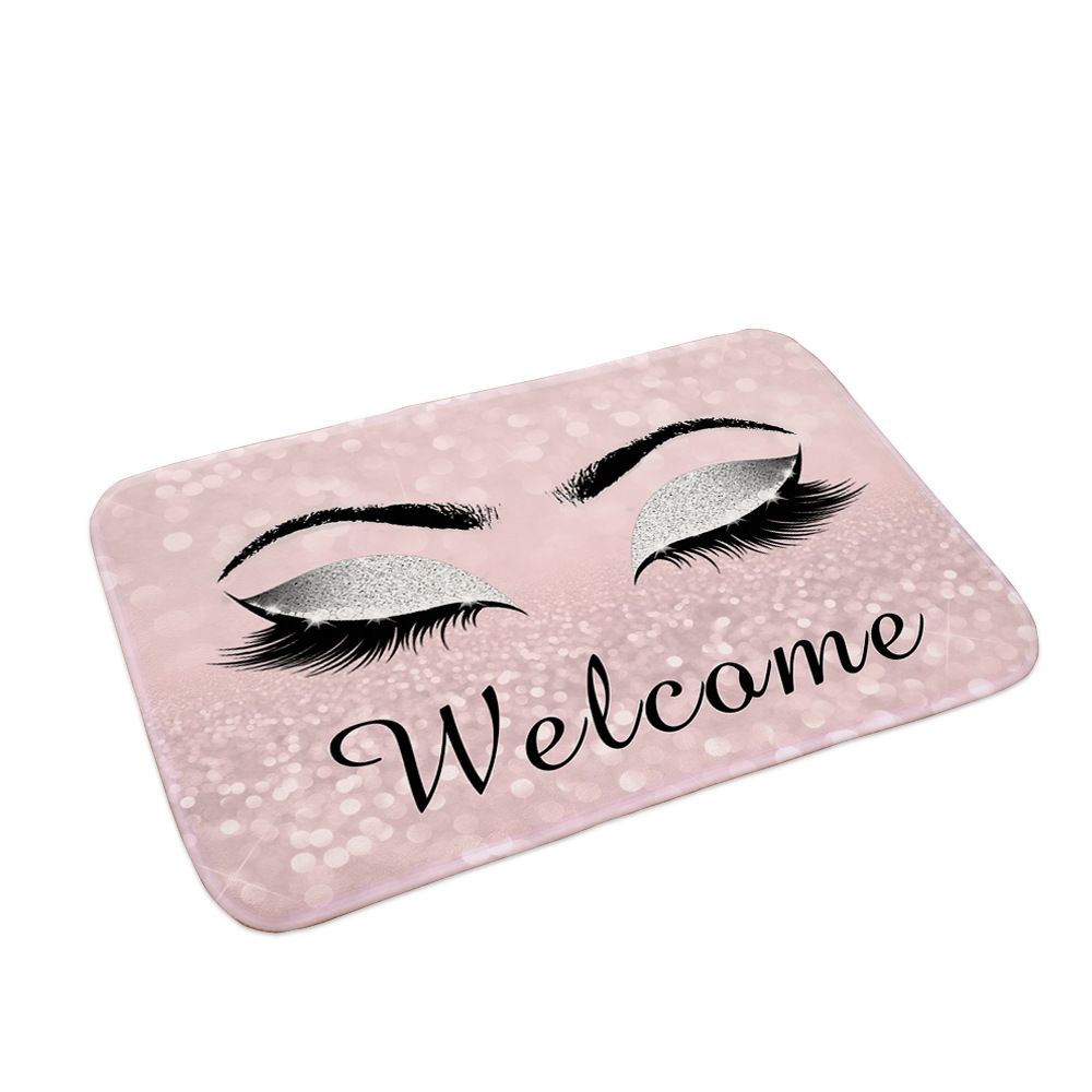 Pink Eye Print Letter Graphic Mat Modern Polyester Absorbent Floor Mat For Household Home Decorative Entrance Door Rmats