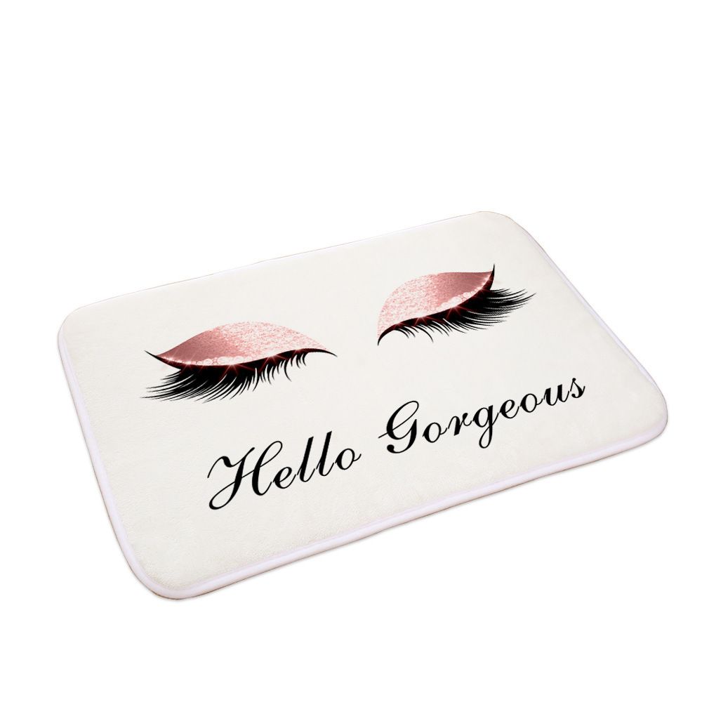 Pink Eye Print Letter Graphic Mat Modern Polyester Absorbent Floor Mat For Household Home Decorative Entrance Door Rmats